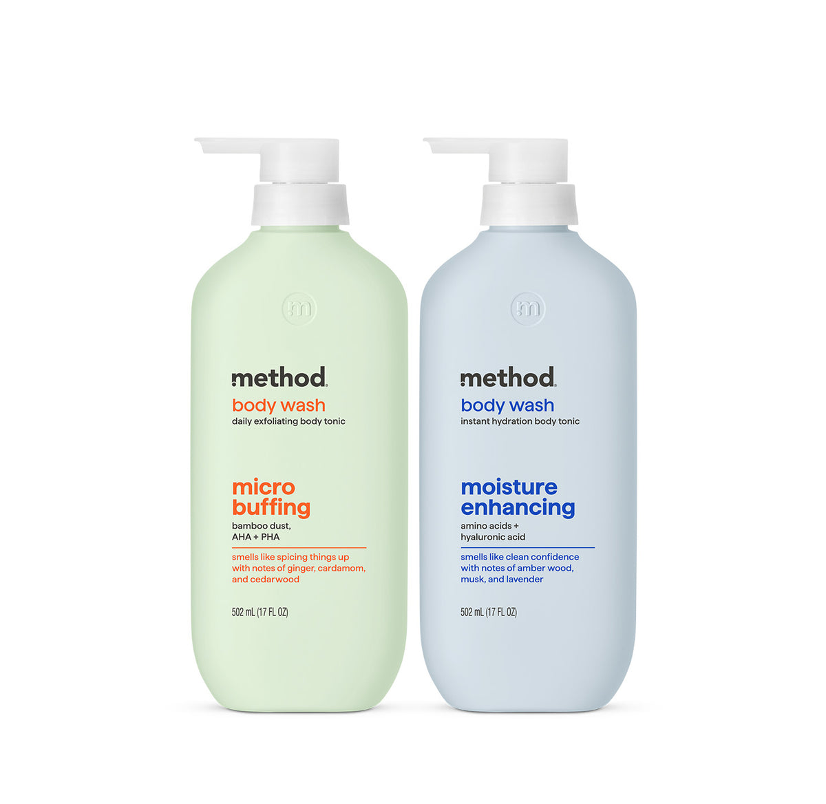 MTHD_FuncBW_17oz_MicroBuff_MoistureEnhance_Bundle_AML_GCC.jpg smooth hydration micro buffing + moisture enhancing body wash tonic bundle, 34 fl oz - Image 1
