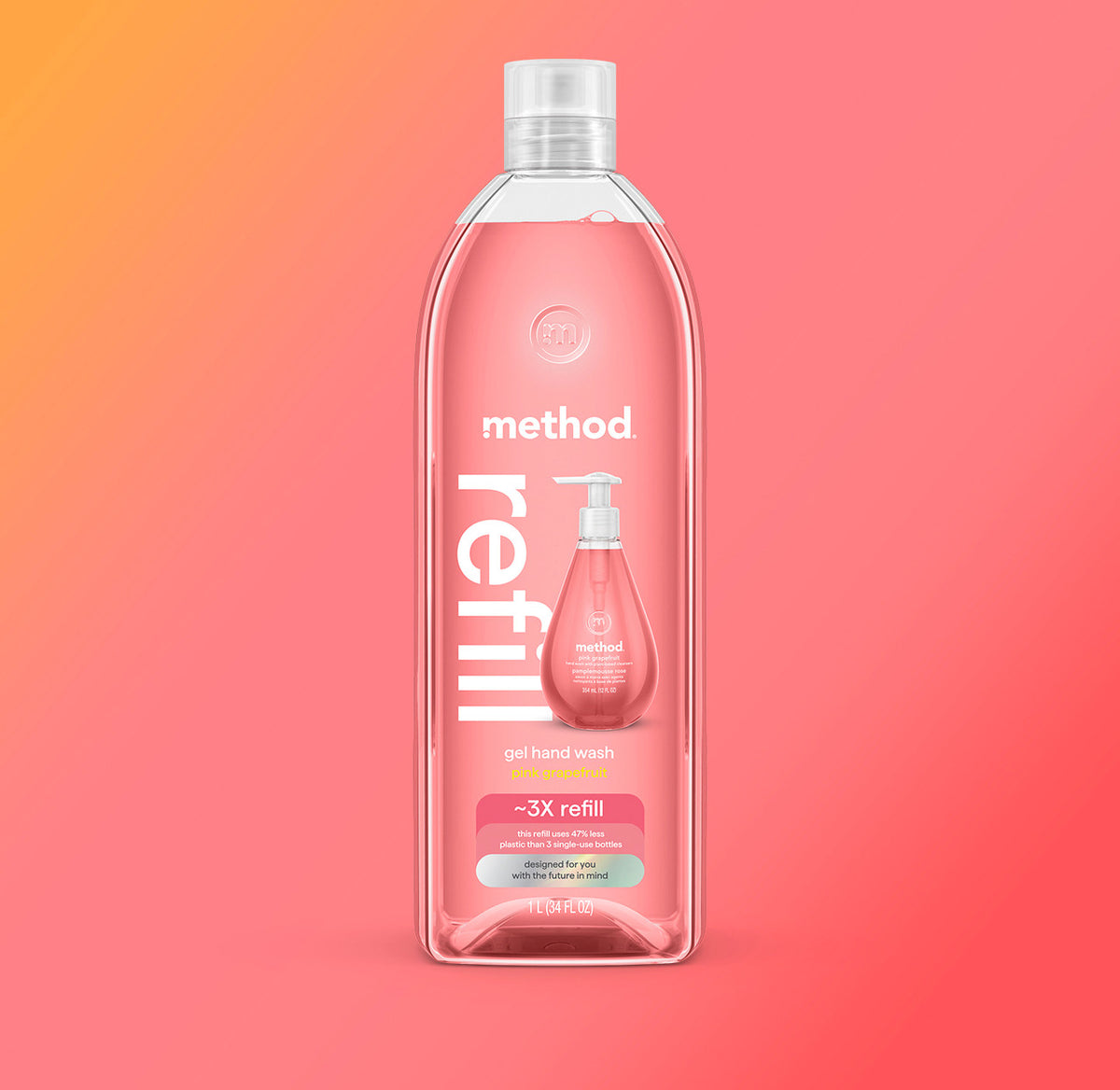 gel hand wash refill – pink grapefruit, 34 fl oz 1 - Image 2