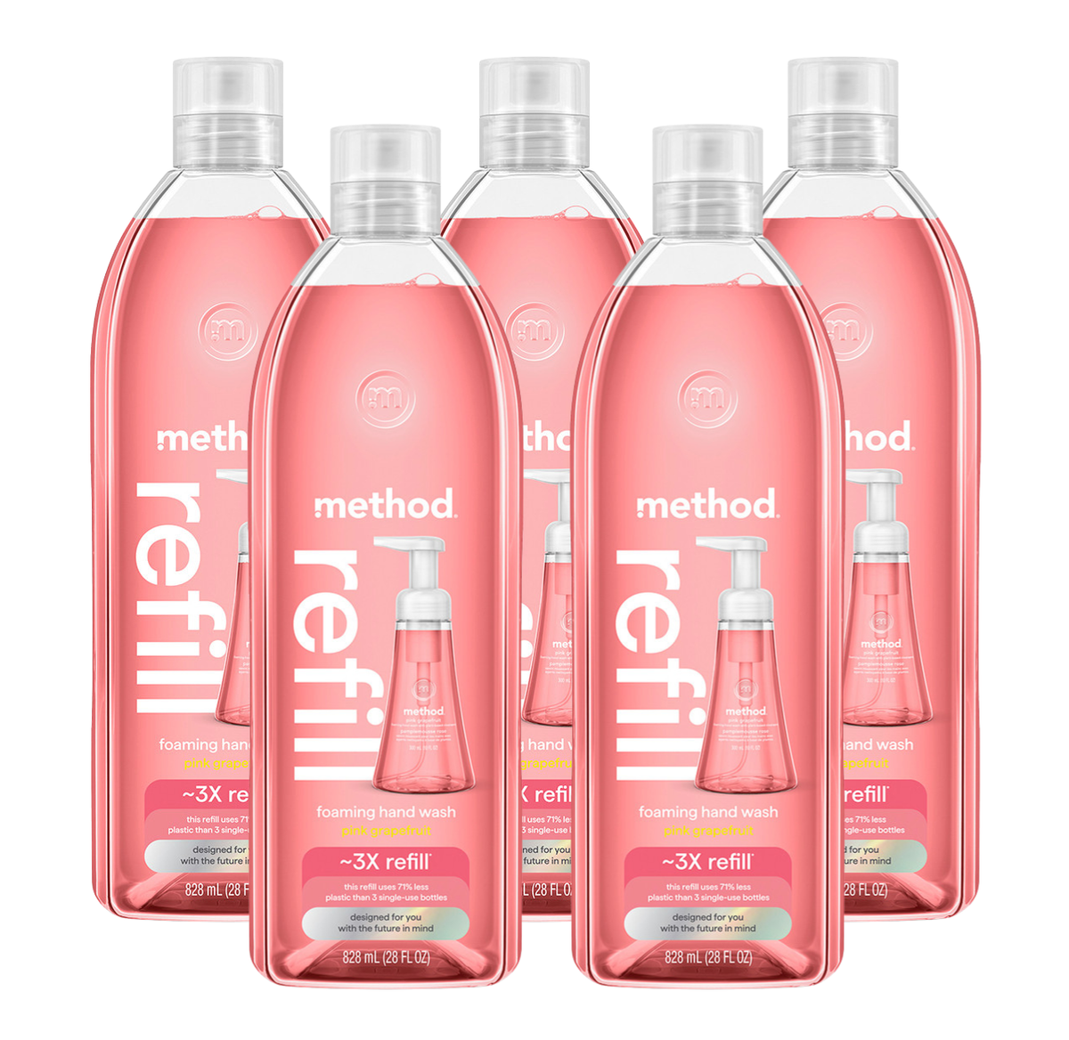 PinkGrapefruit_Foaming_5Ct.png pink grapefruit foaming hand wash refill 5-count bundle, 140 fl oz - Image 1