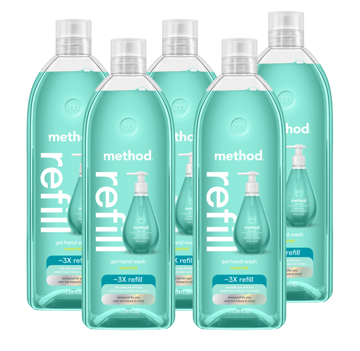 Seamineralsgelhandwashrefill5-count.png waterfall gel hand wash refill 5-count bundle, 170 fl oz - Image 1