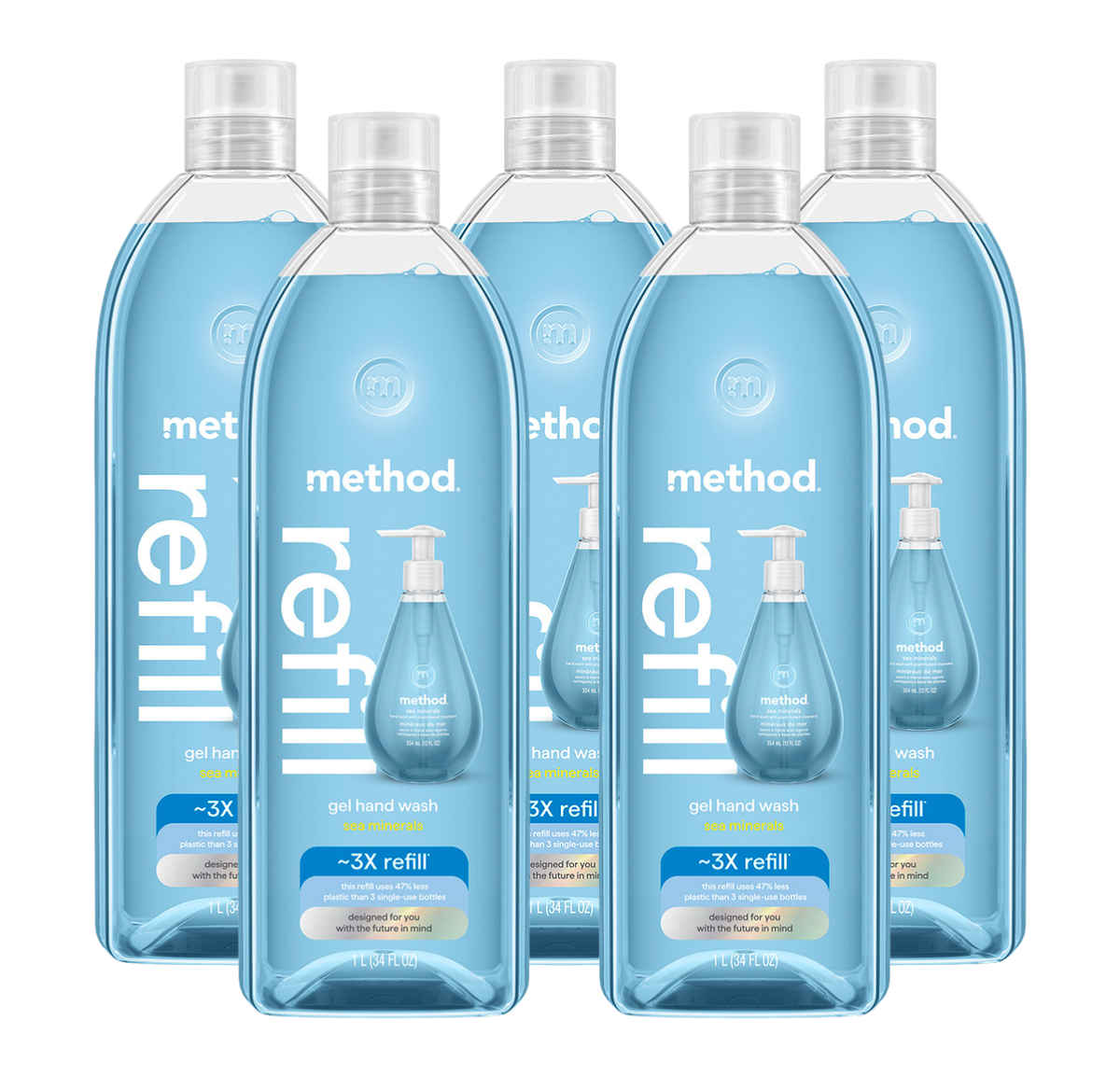 sea_minerals_5_count_gel.png sea minerals gel hand wash refill 5-count bundle, 170 fl oz - Image 1
